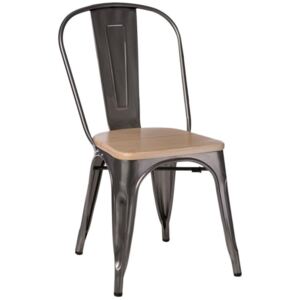 Jídelní židle Tolix 45, metalická/borovice