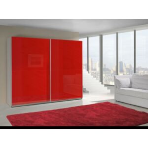 Červená šatní skříň do ložnice Toni 13, Barva: bílá / červený lesk