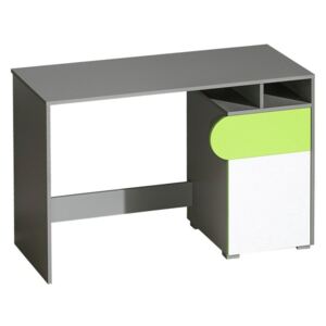 Psací stůl Gutro G8, Barva: světlý grafit / briliantová bílá + zelená mamba