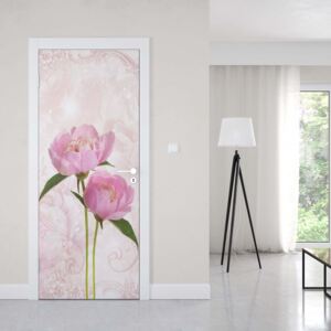 GLIX Fototapeta na dveře - Soft Flowers Pink Modern Floral | 91x211 cm