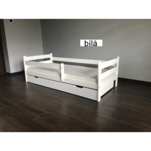Dětská postel Jirka 180x80 cm + šuplík + matrace - bílá
