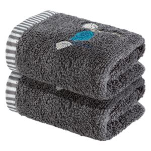 Livarno Home Froté ručník pro hosty, 30 x 50 cm, 2 kusy (tmavě šedá)