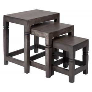 3SET odkládací stolek FINCA GREY 45 CM masiv akácie Nábytek | Obývací pokoj | Odkládací stolky
