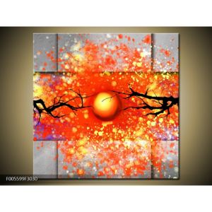 Abstraktní obraz - oranžové slunce (30x30 cm)
