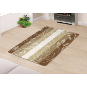 BELLATEX Koberec - běhoun béžové listy šíře 80 cm , délka 120 cm