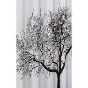 Sprchový závěs Sapho Aqualine polyester černá/bílá strom 180x200 cm ZP008