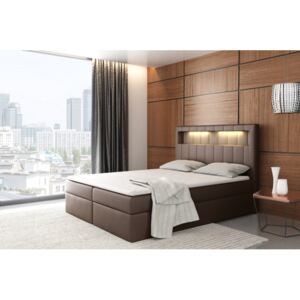 Designová postel Elyan s úložným prostorem hnědá eko kůže 180 x 200 + topper zdarma