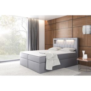 Designová postel Elyan s úložným prostorem šedá eko kůže 180 x 200 + topper zdarma