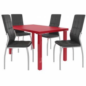 Kvalitní set LORENO stůl a židle Červená/Černá (1stůl, 4židle)
