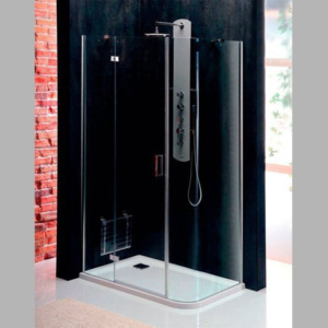 Polysan VITRA LINE sprch. zástěna,obdélník,zaobl.roh 1200x800,levá, ovál.panty,čiré sklo BN2318L