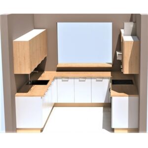 Kuchyně Next, tvar U 2,6 x 2,52 m, bílá/arlington