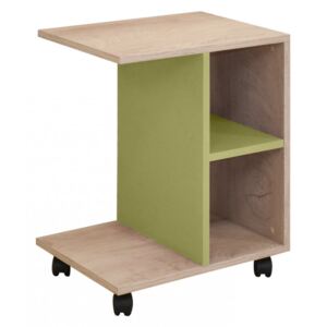 Boční stolek Kinder - dub šedý/zelená