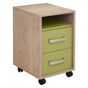 Noční stolek Kinder - dub šedý/zelená