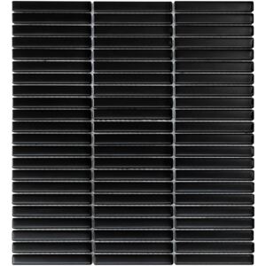 The Mosaic Factory Obklad keramická černá Mozaika Black Mat Mini Fingers 1,2x9,2 (28,2x30,8) cm - SEF12925