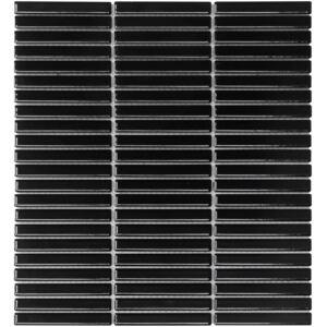 The Mosaic Factory Obklad keramická černá Mozaika Black Glossy Mini Fingers 1,2x9,2 (28,2x30,8) cm - SEF12915