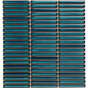 The Mosaic Factory Obklad keramická modrá Mozaika Azur Blue Mini Fingers 1,2x9,2 (28,2x30,8) cm - SEF12625