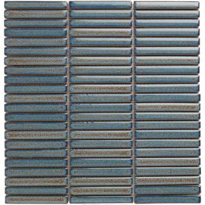 The Mosaic Factory Obklad keramická modrá Mozaika Grey Blue Mini Fingers 1,2x9,2 (28,2x30,8) cm - SEF12325