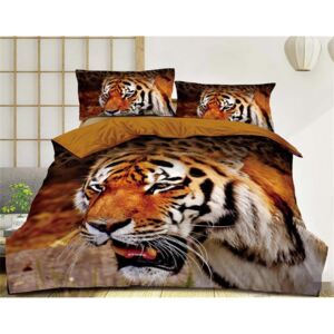 Bavlissimo 2-dílné povlečení tygr 3D hnědá 140x200 na jednu postel