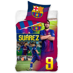 CarboTex Bavlněné povlečení FC Barcelona Suárez, 140 x 200 cm, 70 x 80 cm
