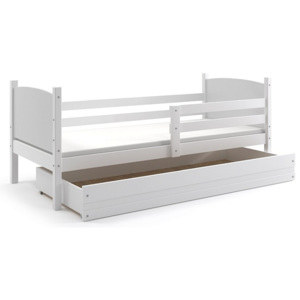 Dětská postel BRENEN + matrace + rošt ZDARMA, 90x200, bílý, bílá