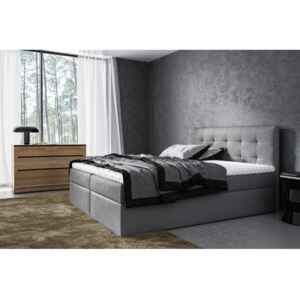 Moderní čalouněná postel Riki s úložným prostorem tmavě šedá 180 x 200 + topper zdarma
