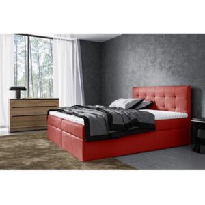 Moderní čalouněná postel Riki s úložným prostorem červená 180 x 200 + topper zdarma