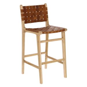 Hnědá barová židle s kůží LaForma Calixta