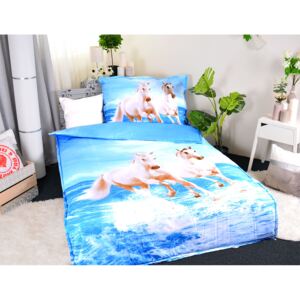 Aaryans Set přikrývka 140 x 200cm + polštář 70 x 90cm /3D Koně