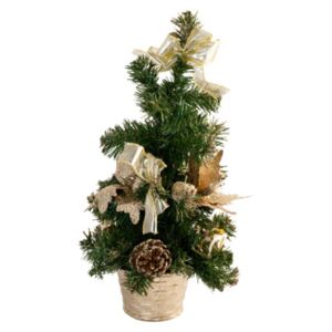 Ozdobený vánoční stromeček 40 cm, barva zlato-bílá