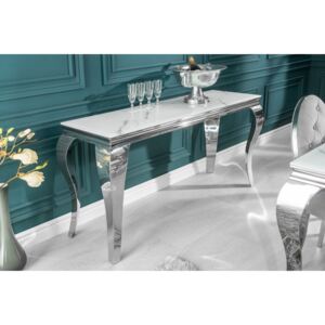 Designový konzolový stůl Rococo 145 cm stříbrný - mramor