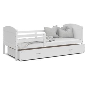 Dětská postel se šuplíkem MATTEO - 160x80 cm - bílá