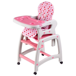 Dětská jídelní židle 3v1 se stolečkem EcoToys růžová