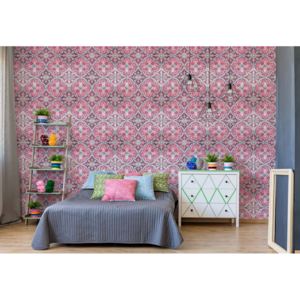 GLIX Fototapeta - Vintage Tiles Pattern Pink I. Vliesová tapeta - 206x275 cm