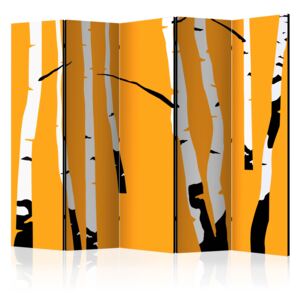 Artgeist Paraván - Birches on the orange background [Room Dividers] 225x172