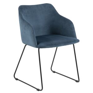 SCANDI Tmavě modrá sametová jídelní židle Audrey