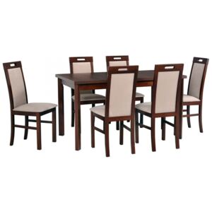 Rozkládací stůl se 6 židlemi - AL35, Barva dřeva: ořech-L, Potah: 2 - Berlin New 03