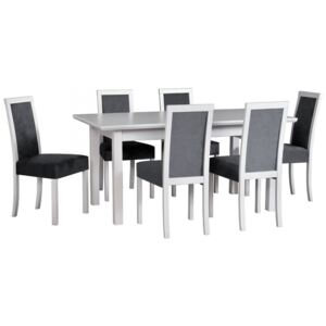 Rozkládací stůl se 6 židlemi - AL68, Barva dřeva: ořech-L, Potah: 23x - Kronos 19