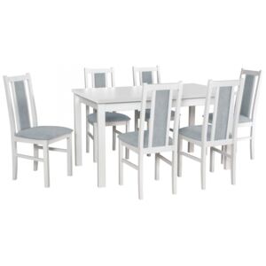 Rozkládací stůl se 6 židlemi - AL20, Barva dřeva: ořech-L, Potah: 19 - Jasmine 61