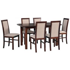 Rozkládací stůl se 6 židlemi - AL66, Barva dřeva: bílá, Potah: 9 - Bergamo 64
