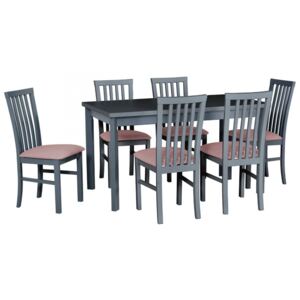 Rozkládací stůl se 6 židlemi - AL30, Barva dřeva: bílá-L, Potah: 10 - Inari 91