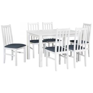 Rozkládací stůl se 6 židlemi - AL18, Barva dřeva: grafit-L, Potah: 8 - Malmo New 95