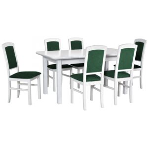 Rozkládací stůl se 6 židlemi - AL64, Barva dřeva: ořech, Potah: 2 - Berlin New 03