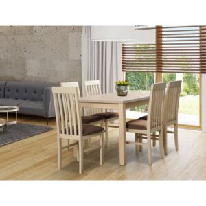 Rozkládací stůl s 5 židlemi - AL22, Barva dřeva: sonoma-L, Potah: 16 - Jasmine 90