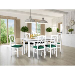 Rozkládací stůl se 6 židlemi - AL67, Barva dřeva: bílá-L, Potah: 23x - Kronos 19