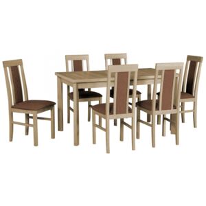 Rozkládací stůl se 6 židlemi - AL34, Barva dřeva: dub grandson - L, Potah: 11 - Inari 96