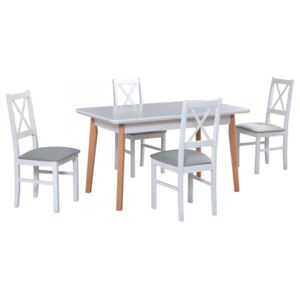 Rozkládací stůl se 4 židlemi - AL53, Potah: 10 - Inari 91, Barvy nožiček: buk přírodní