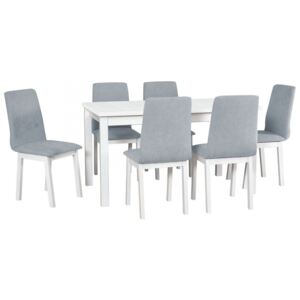 Rozkládací stůl se 6 židlemi - AL37, Barva dřeva: bílá, Potah: 6 - Inari 24