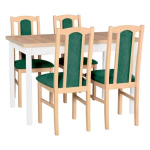 Rozkladací stôl so 4 stoličkami - AL02, Barva dřeva: sonoma-L, Potah: 8 - Malmo New 95, Barvy nožiček: Bíla