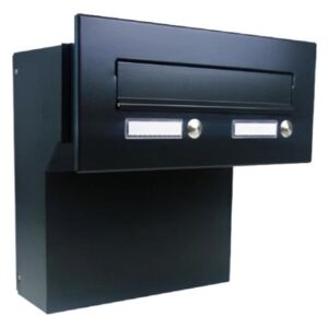 DOLS F-04-2Z RAL9005 - poštovní schránka k zazdění, s 2x jmenovkou a 2x zvonkovým tlačítkem, černá