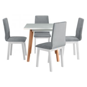 Rozkládací stůl se 4 židlemi - AL40, Barva dřeva: bílá, Potah: 6 - Inari 24